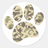 Camo hondenpootafdruk ronde sticker (Voorkant)