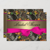Camo & Hot Pink Bridal Shower-uitnodigingen Kaart (Voorkant / Achterkant)