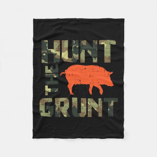 Camo Hunt De Grunt Hog  Wilde Zwijnen Jacht Fleece Deken (Voorkant)