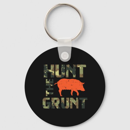 Camo Hunt De Grunt Hog  Wilde Zwijnen Jacht Sleutelhanger (Voorkant)