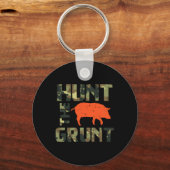 Camo Hunt De Grunt Hog  Wilde Zwijnen Jacht Sleutelhanger (Voorkant)