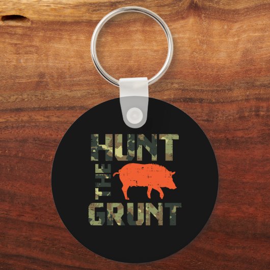 Camo Hunt De Grunt Hog  Wilde Zwijnen Jacht Sleutelhanger (Voorkant)