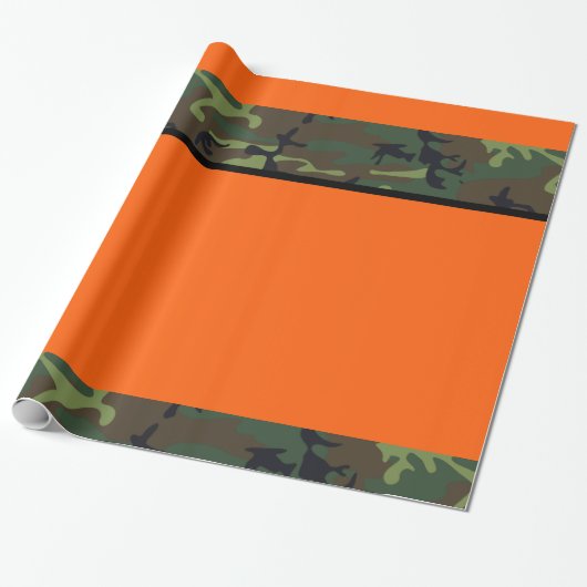 Camo Hunter Oranje rapping Paper Cadeaupapier (Uitgerold)