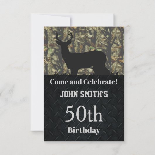 Camo Hunting Birthday Party Mannen Invitations Kaart (Voorkant)