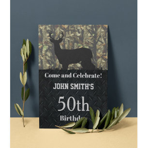 Camo Hunting Birthday Party Mannen Invitations Kaart