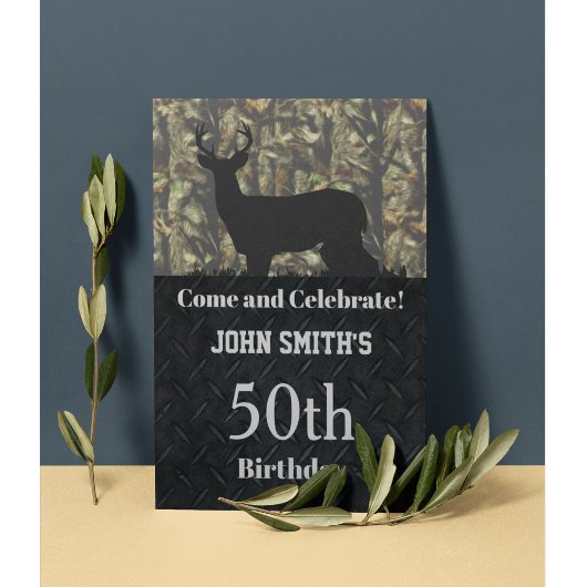 Camo Hunting Birthday Party Mannen Invitations Kaart