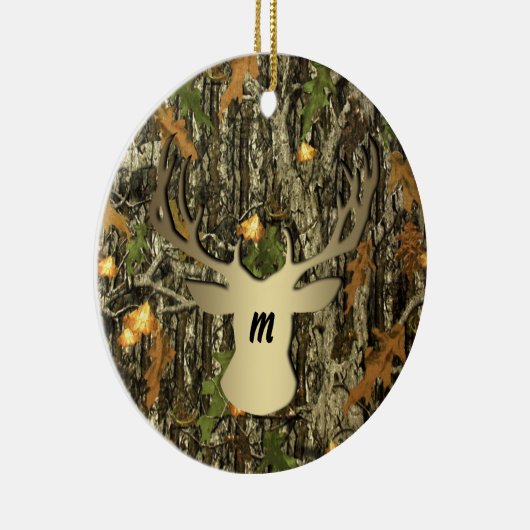 Camo Hunting Deer Monogram Ornament (Rechts)