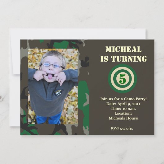 Camo Hunting Invitation Kaart (Voorkant)