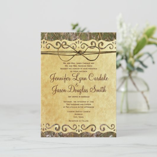 Camo Hunting Paper Wedding Invitation Kaart (Staand voorkant)