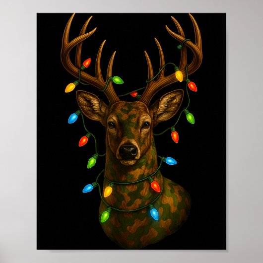 Camo Hunting Reindeer Deer Christmas Holiday Xmas  Poster (Voorkant)