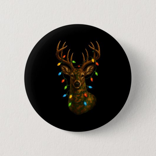 Camo Hunting Reindeer Deer Christmas Holiday Xmas Ronde Button 5,7 Cm (Voorkant)