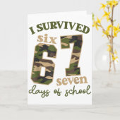 Camo I Survived 67 Six Seven Days Of School Teache Kaart (Gele Bloem)