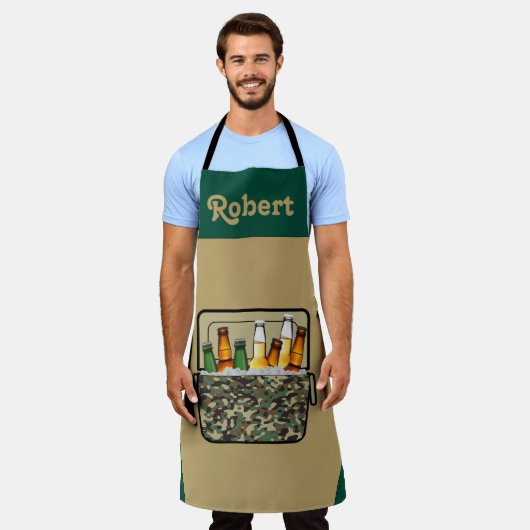 Camo Ice Chest met bier op maat Schort (Gedragen)
