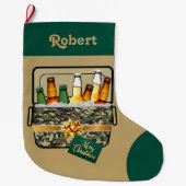 Camo Ice Chest met bierkerst op maat Grote Kerstsok (Voorkant)