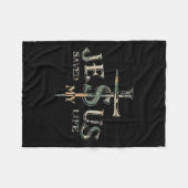 Camo Jesus Cross Christ heeft mijn leven gered Fleece Deken (Voorkant (Horizontaal))