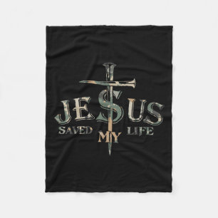  Camo Jesus Cross Christ heeft mijn leven gered Fleece Deken