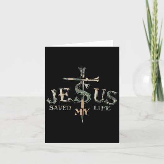 Camo Jesus Cross Christ heeft mijn leven gered Kaart (Voorkant)