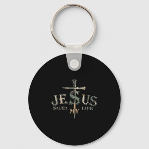 Camo Jesus Cross Christ heeft mijn leven gered Sleutelhanger