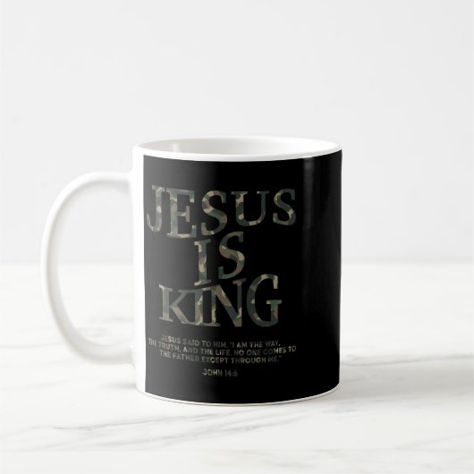 Camo Jesus is King Shirt Christelijke Jeugd Mannen Koffiemok (Links)