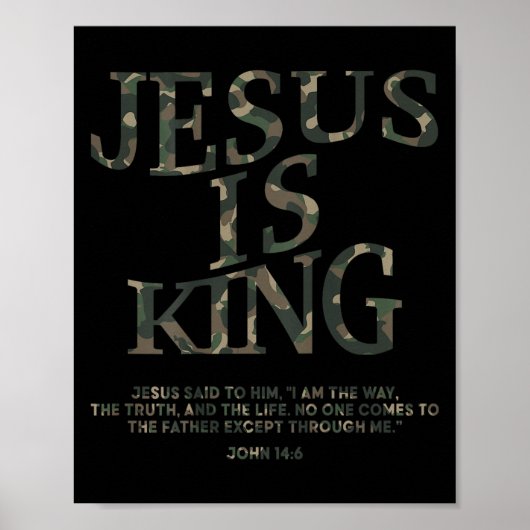 Camo Jesus is King Shirt Christelijke Jeugd Mannen Poster (Voorkant)