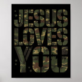 Camo Jesus Loves You Teen Girl Funny Christelijk B Poster (Voorkant)