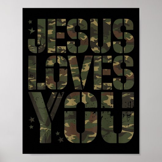 Camo Jesus Loves You Teen Girl Funny Christelijk B Poster (Voorkant)