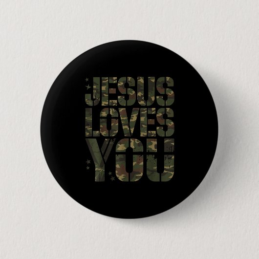 Camo Jesus Loves You Teen Girl Funny Christelijk B Ronde Button 5,7 Cm (Voorkant)
