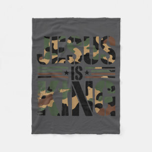 Camo Jezus Is Koning Kruis Christelijke Camouflage Fleece Deken