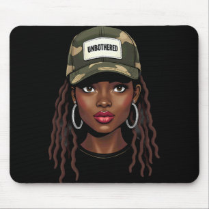 Camo Juneteenth Onbezorgde Zwarte Meisje Loc'd _8 Muismat