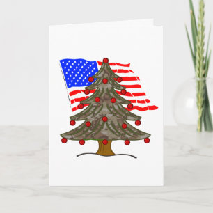 Camo kerstboom met Amerikaanse vlag Feestdagen Kaart