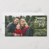 Camo kerstfotokaart - Peace Love Joy Feestdagenkaart (Voorkant)