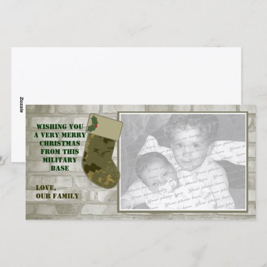 Camo Kerstmis fotokaart Feestdagenkaart (Voorkant / Achterkant)