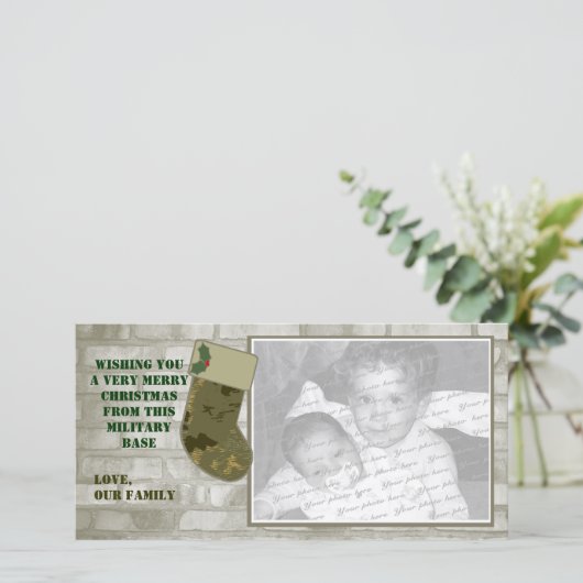 Camo Kerstmis fotokaart Feestdagenkaart (Staand voorkant)