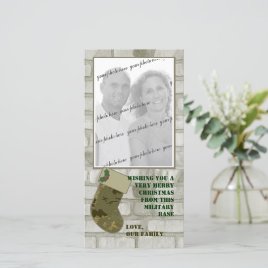 Camo Kerstmis fotokaart Feestdagenkaart (Staand voorkant)