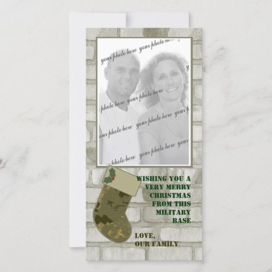 Camo Kerstmis fotokaart Feestdagenkaart (Voorkant)