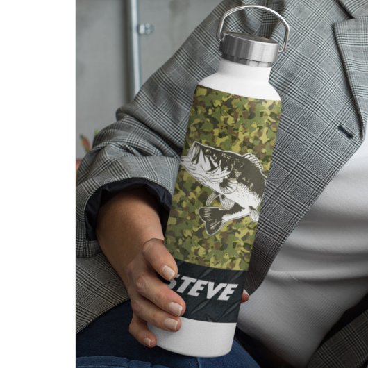 Camo Largemouth Bass Vist naam sportwaterboot Waterfles