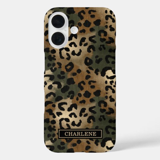 Camo Leopard Print Monogrammed Case-Mate iPhone Case (Achterkant)