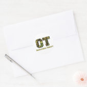 camo letters groen ronde sticker (Envelop)