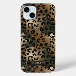 Camo Luipaardprint met Monogram iPhone 15 Mini Hoesje