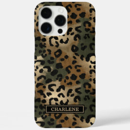 Camo Luipaardprint met Monogram iPhone 16 Pro Max Hoesje