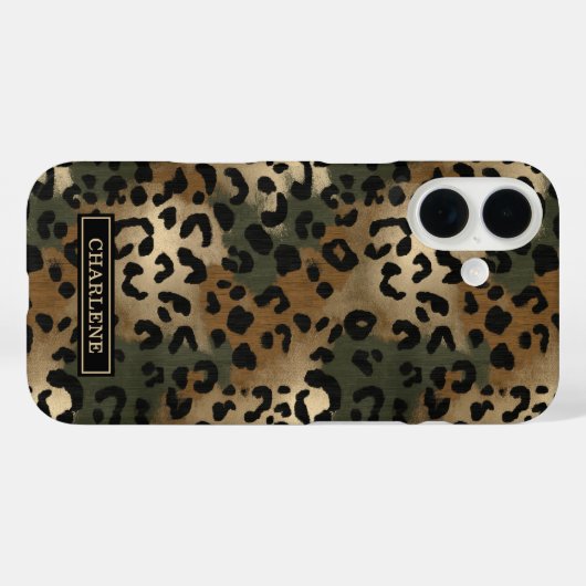 Camo Luipaardprint met Monogram Case-Mate iPhone Case (Achterkant (horizontaal))
