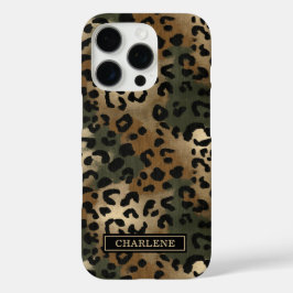 Camo Luipaardprint Monogram iPhone 16 Pro Hoesje