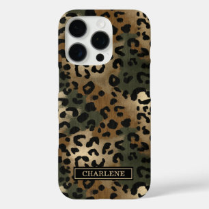 Camo Luipaardprint Monogram iPhone 16 Pro Hoesje