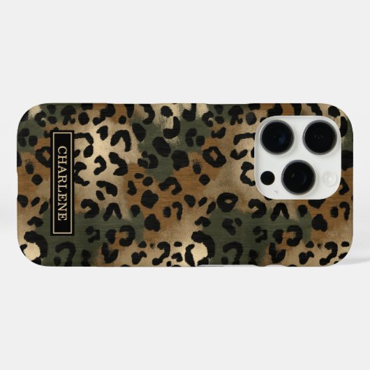 Camo Luipaardprint Monogram Case-Mate iPhone Case (Achterkant (horizontaal))