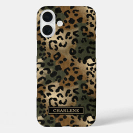 Camo Luipaardprint Monogram iPhone 16 Plus Hoesje
