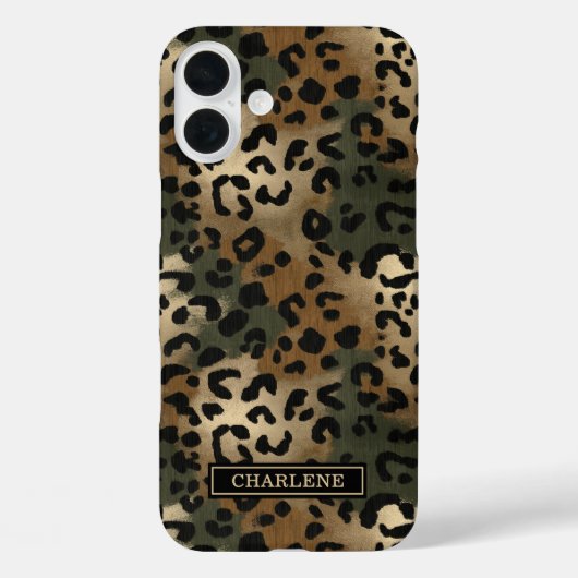 Camo Luipaardprint Monogram Case-Mate iPhone Case (Achterkant)