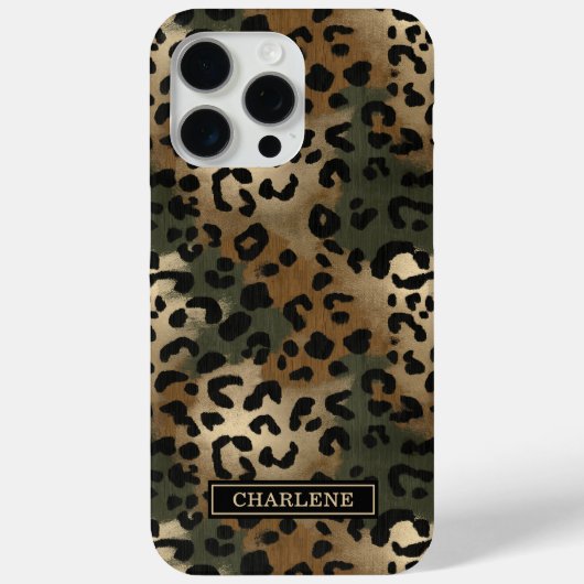 Camo Luipaardprint Monogram Case-Mate iPhone Case (Achterkant)