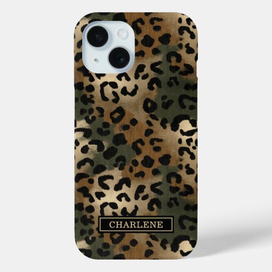 Camo Luipaardprint Monogram Case-Mate iPhone Case (Achterkant)
