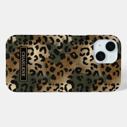 Camo Luipaardprint Monogram Case-Mate iPhone Case (Achterkant (horizontaal))
