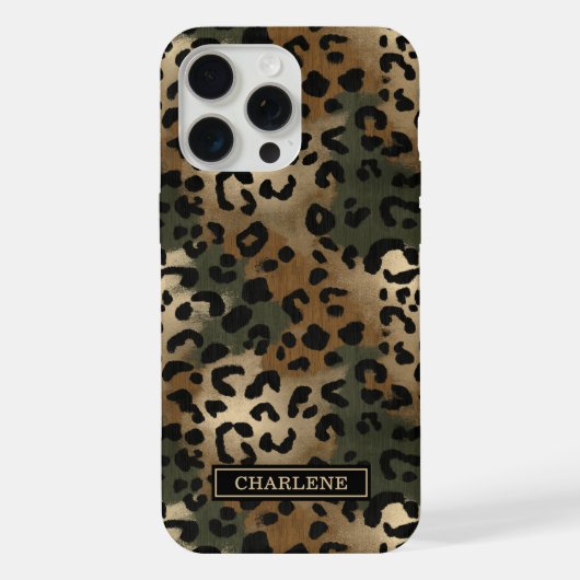 Camo Luipaardprint Monogram iPhone Hoesje (Achterkant)